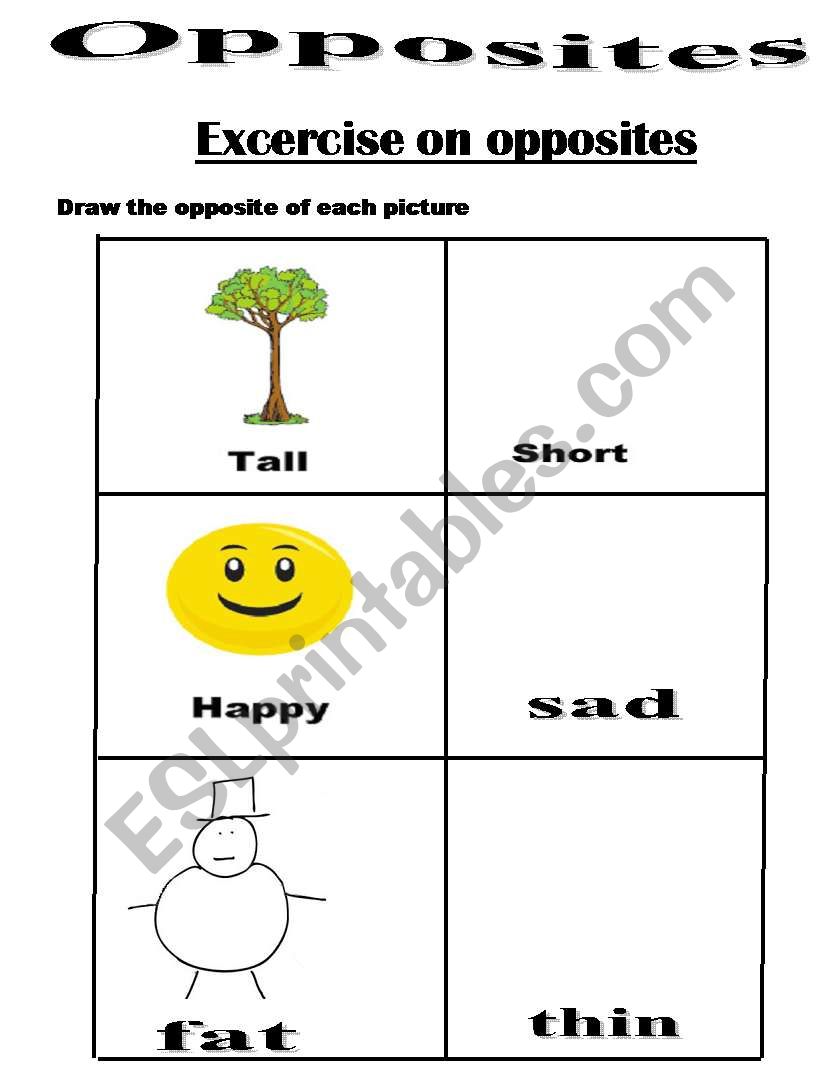 Opposite worksheet worksheet