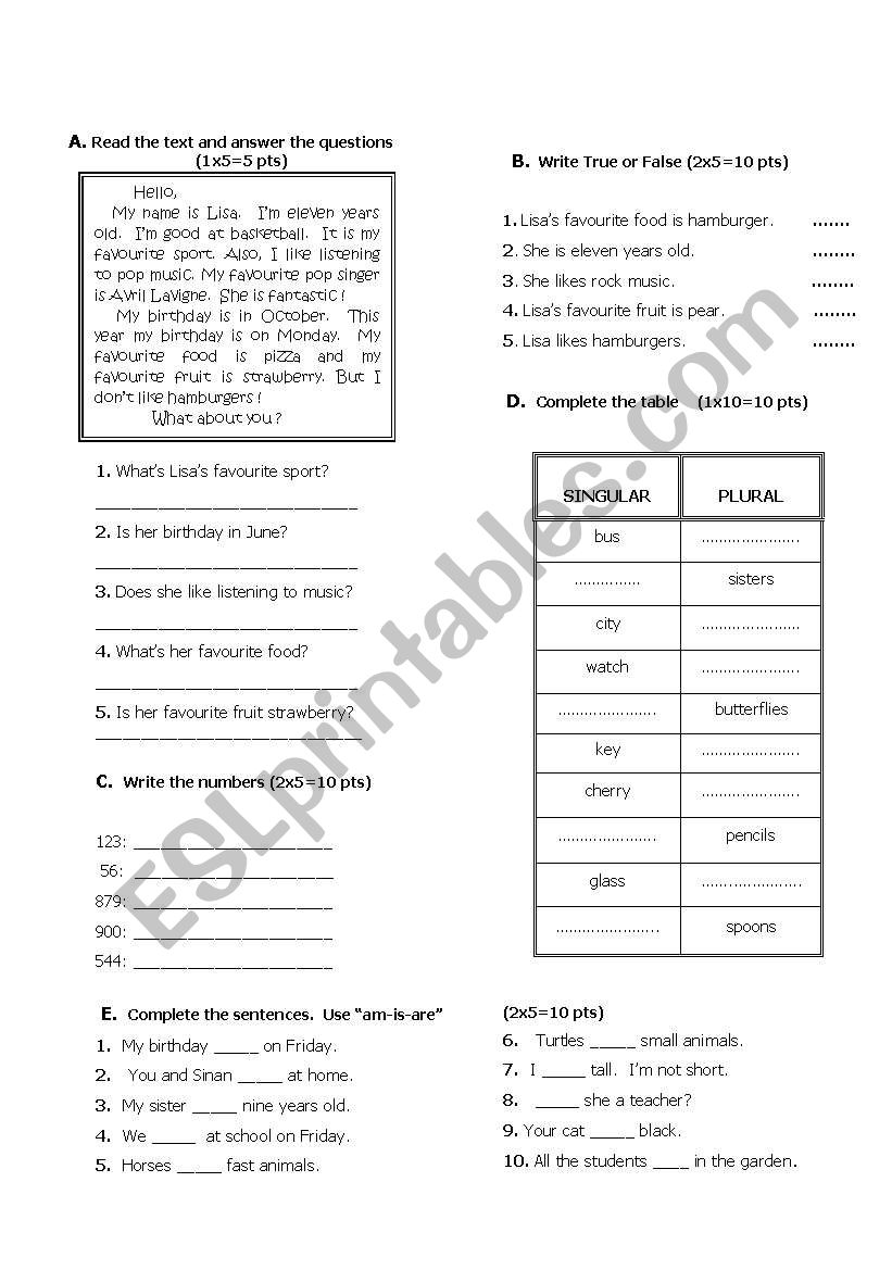 5th grades worksheet worksheet