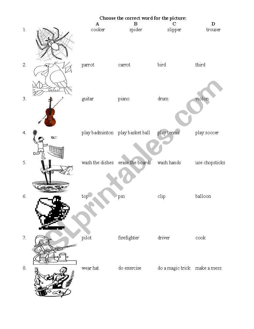 choose the best answer worksheet