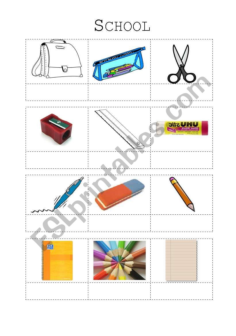 schoolthings - vocabulary worksheet