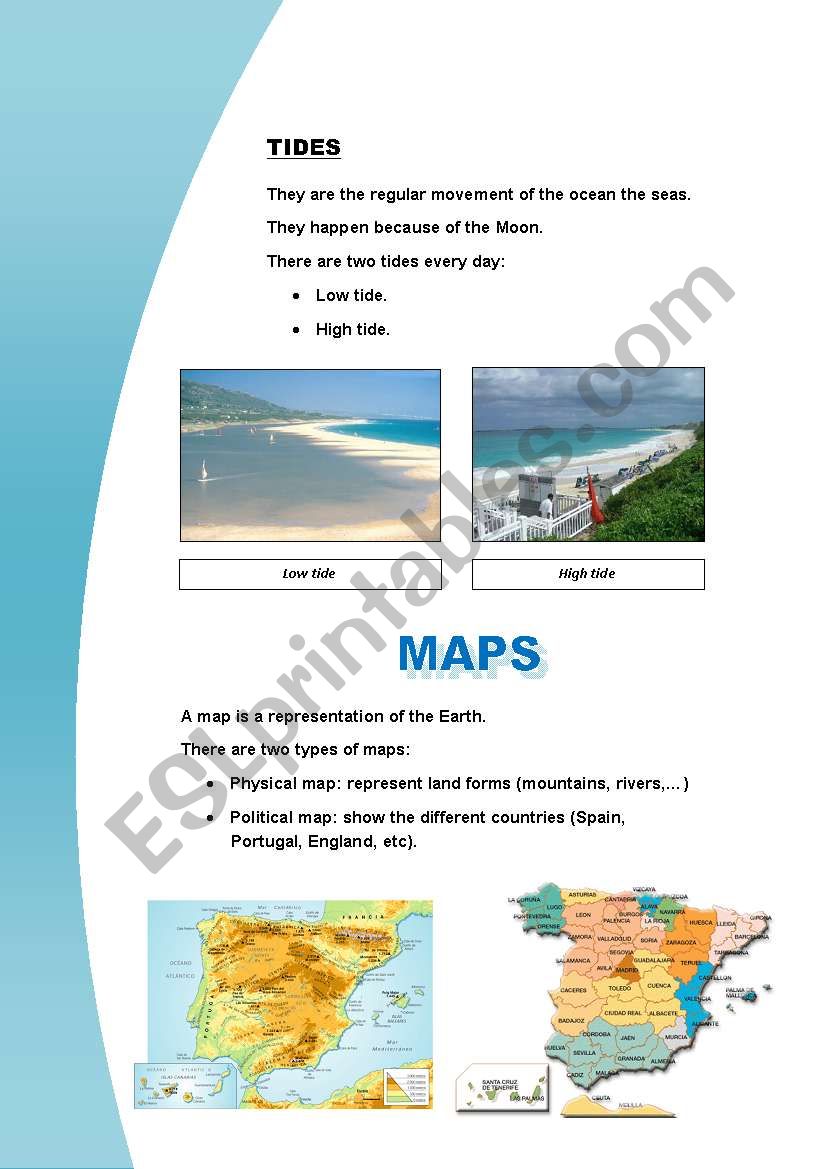 Natural Landscapes 23 - ESL worksheet by Mariola PdD Inside Types Of Maps Worksheet