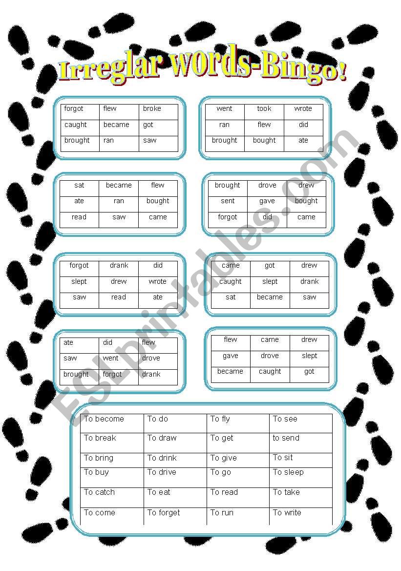 Irregular verbs -Past Simple-Bingo!!!