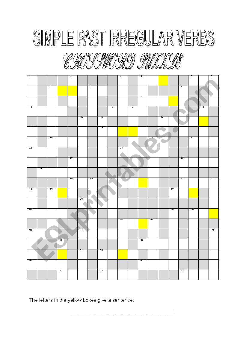 Simple Past Irregular Verbs Crossword