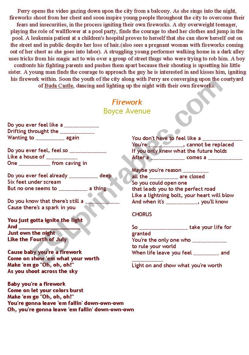 FIREWORK worksheet