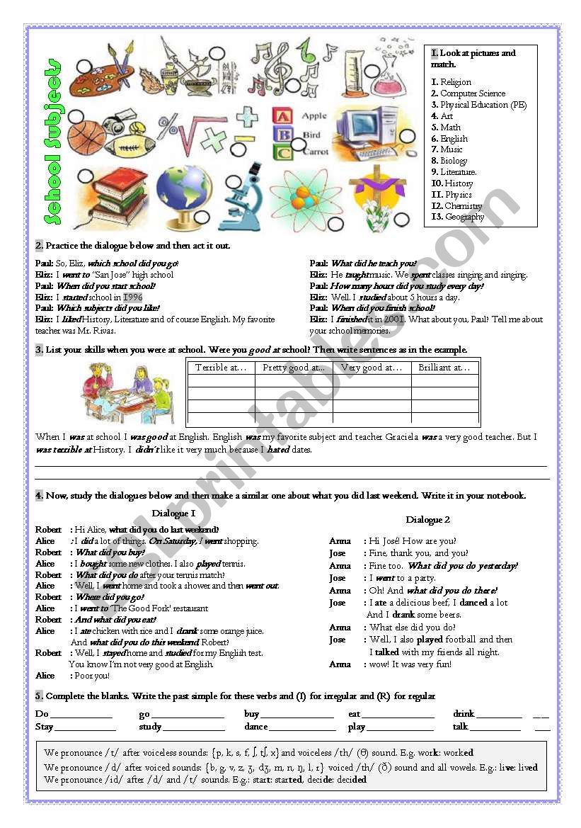 school days, memories worksheet