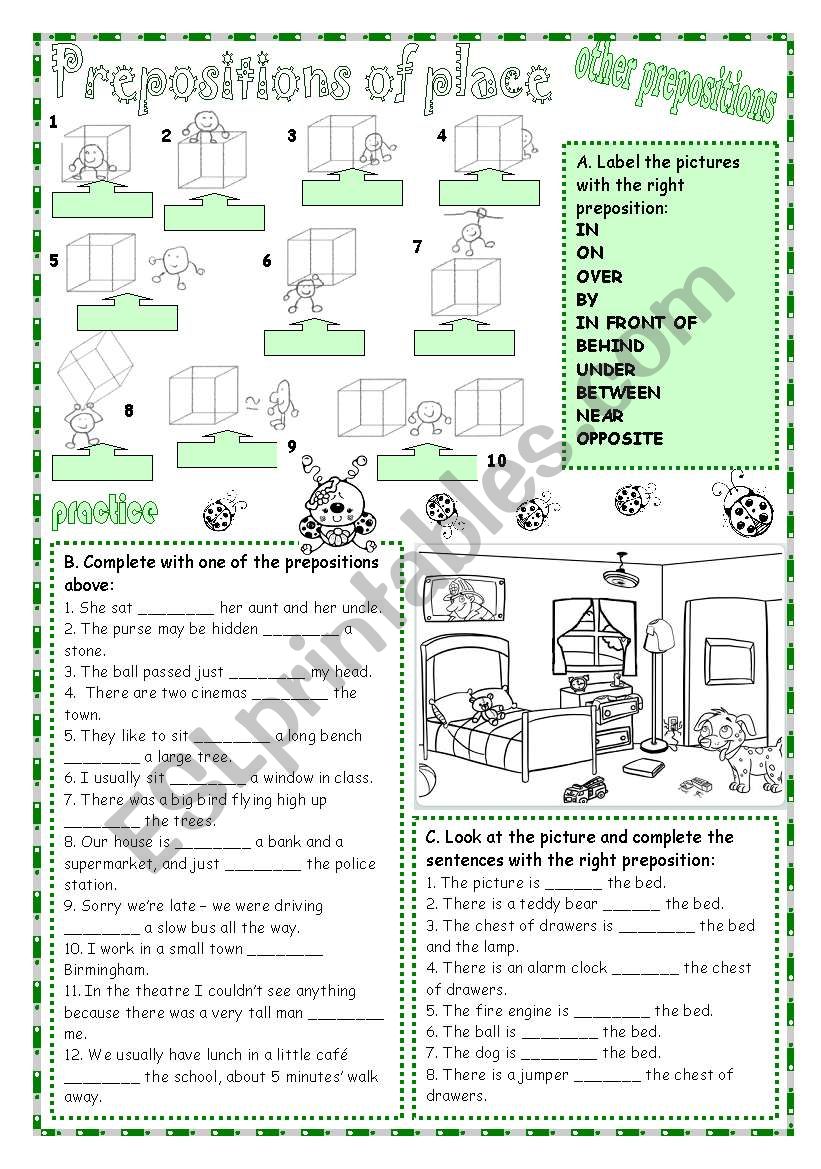 Prepositions of place 2 worksheet