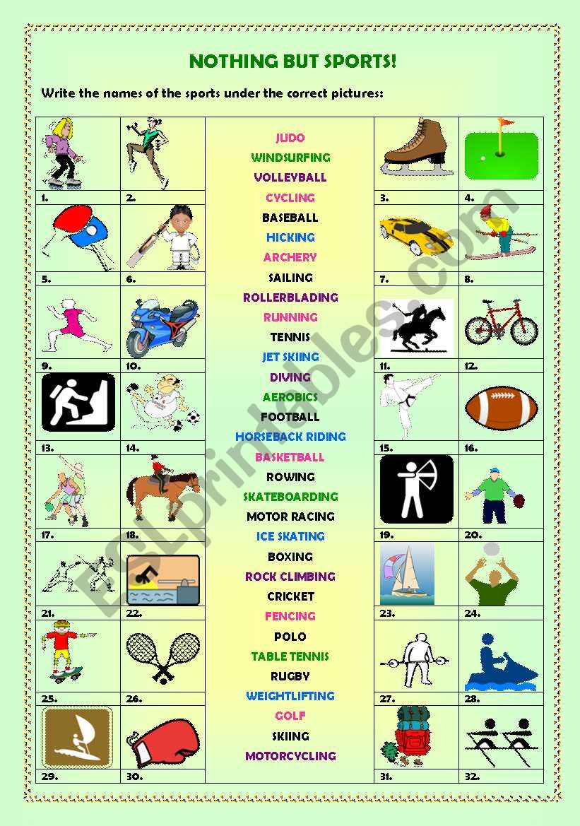 Nothing but sports! (+key) worksheet