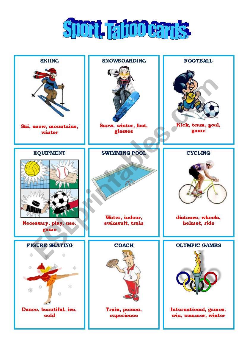 TABOO GAME: SPORT worksheet