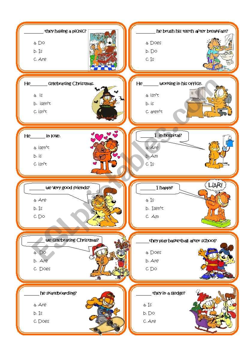 Speaking cards (set 2) Auxiliary verbs multiple choice cards