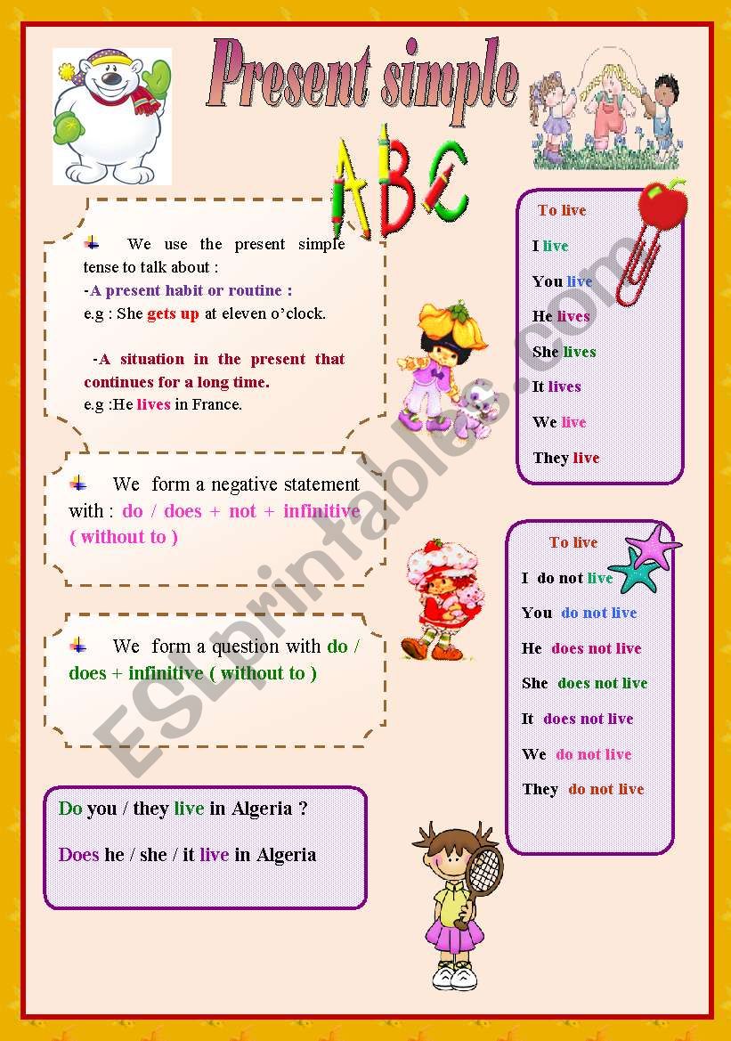 Present simple tense worksheet