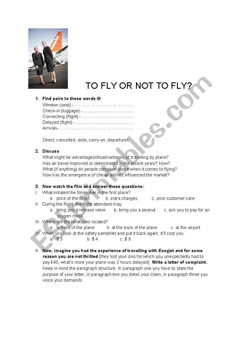To Fly or Not to Fly worksheet