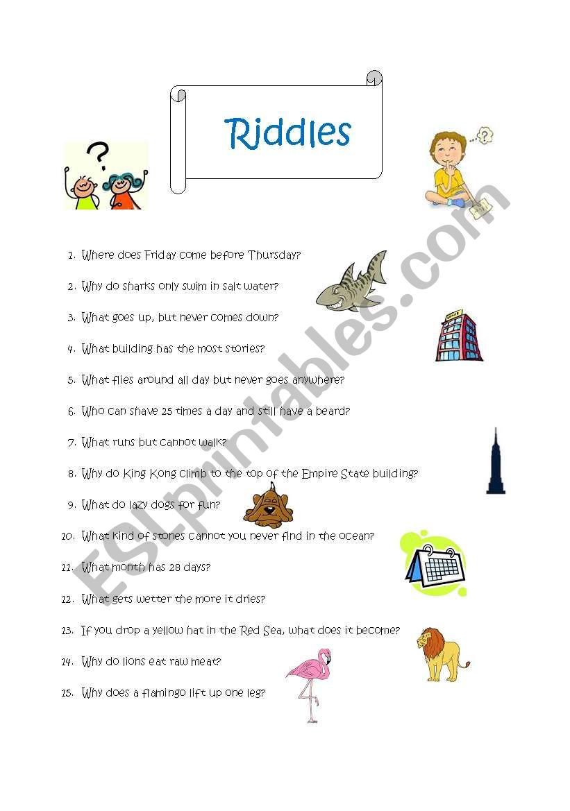 Riddles 2 worksheet