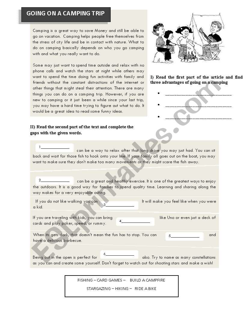 Camping! worksheet