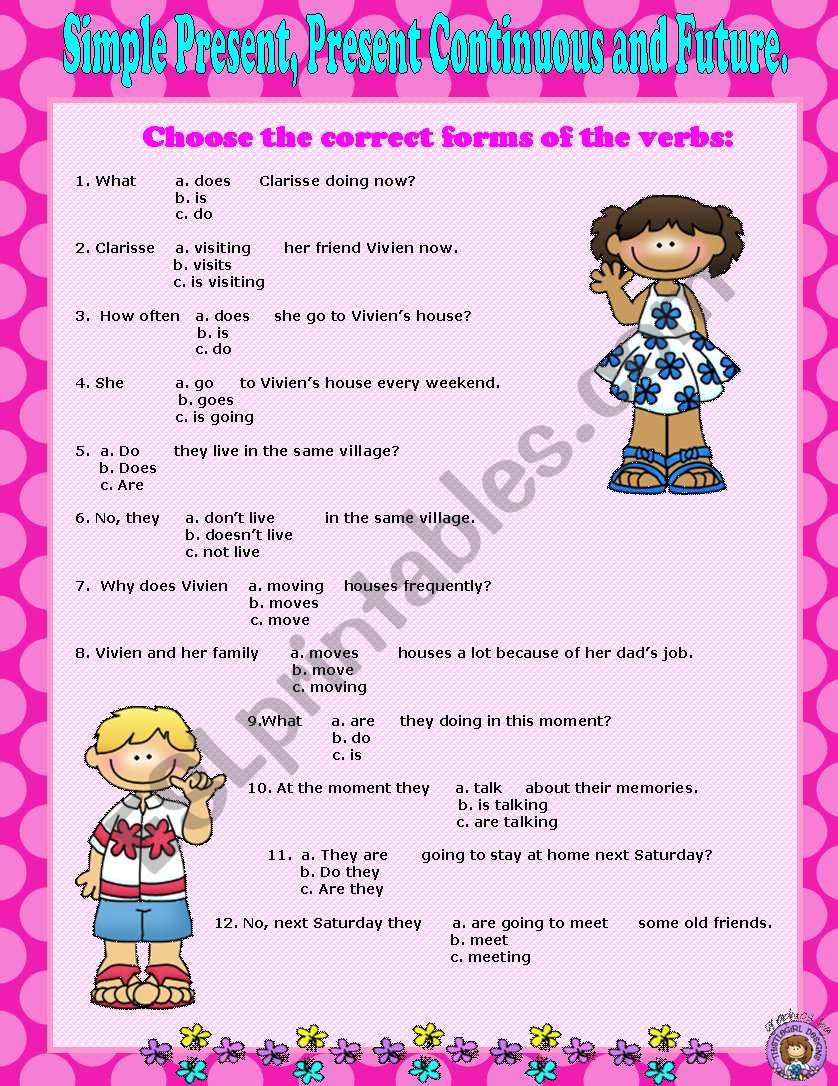 MIXED TENSES REVISION: SIMPLE PRESENT, PRESENT CONTINUOUS OR FUTURE? KEY INCLUDED