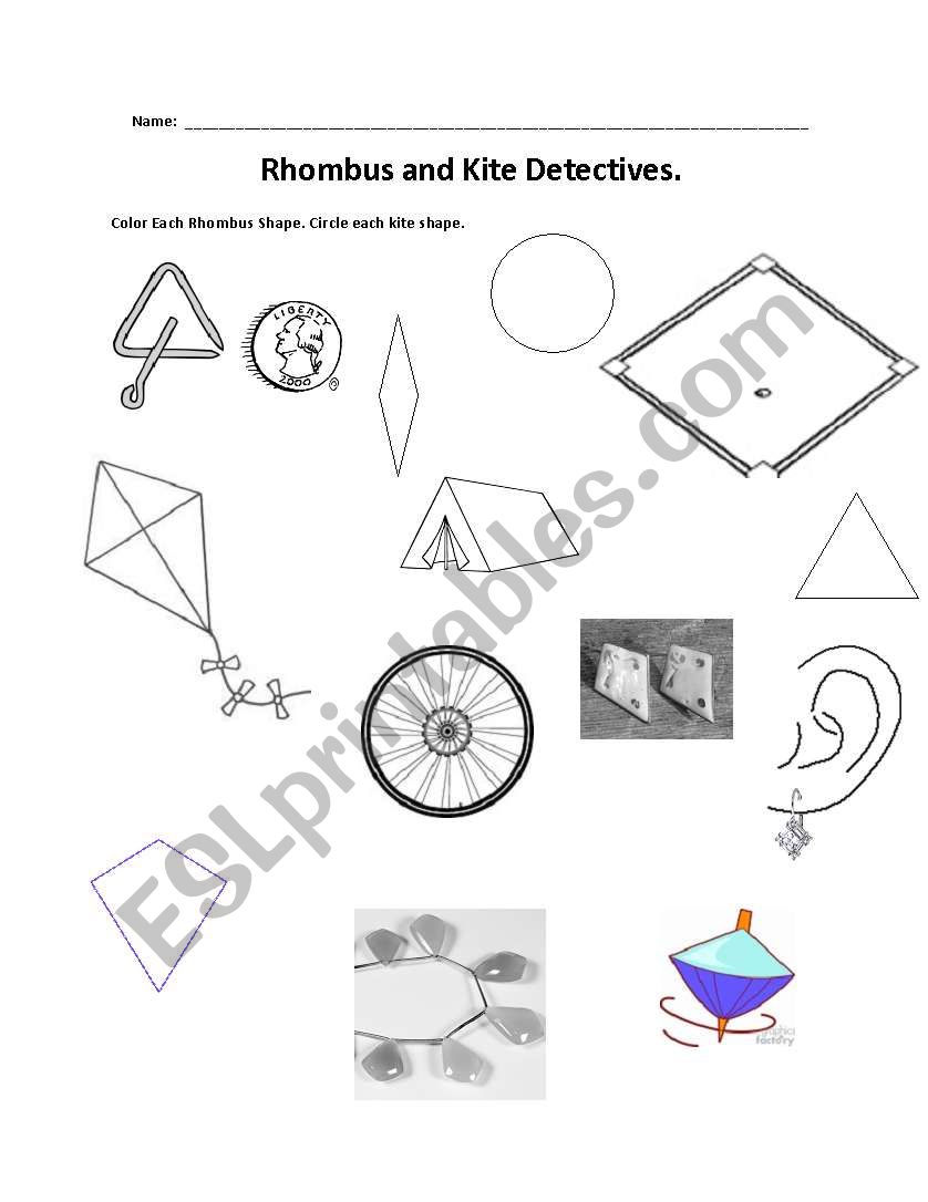 Rhombus and Kite Detective  worksheet