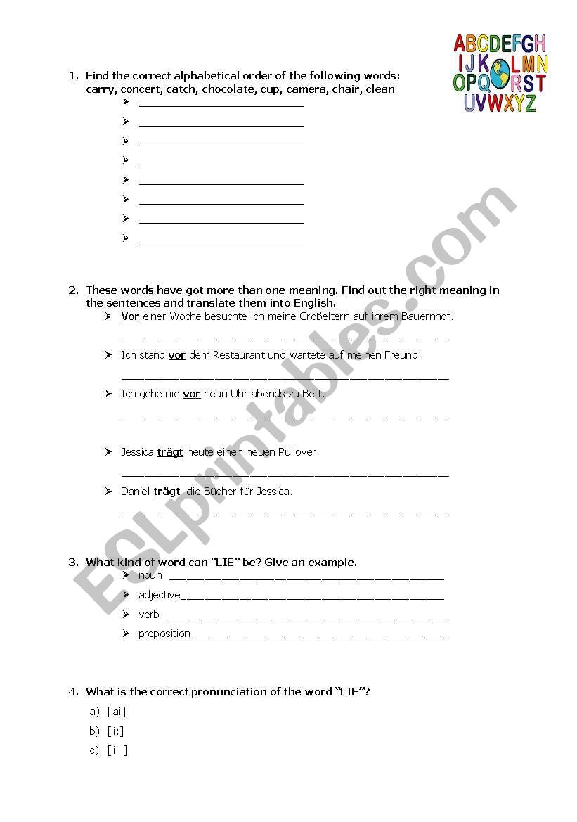 Working with a dictionary II worksheet
