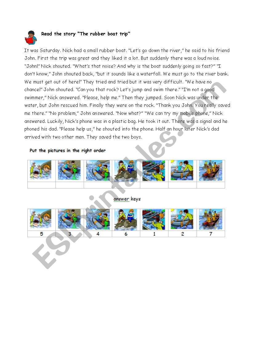 The rubber boat trip worksheet