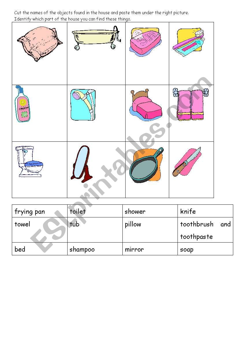Things in the House Set 1 worksheet