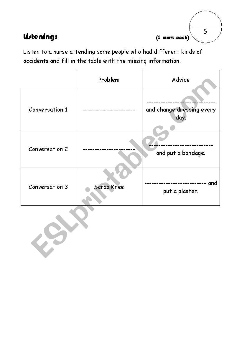 Exam worksheet