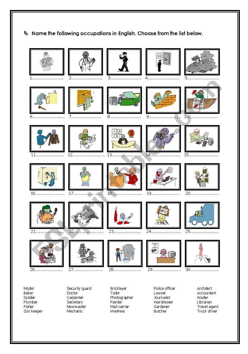 Jobs worksheet