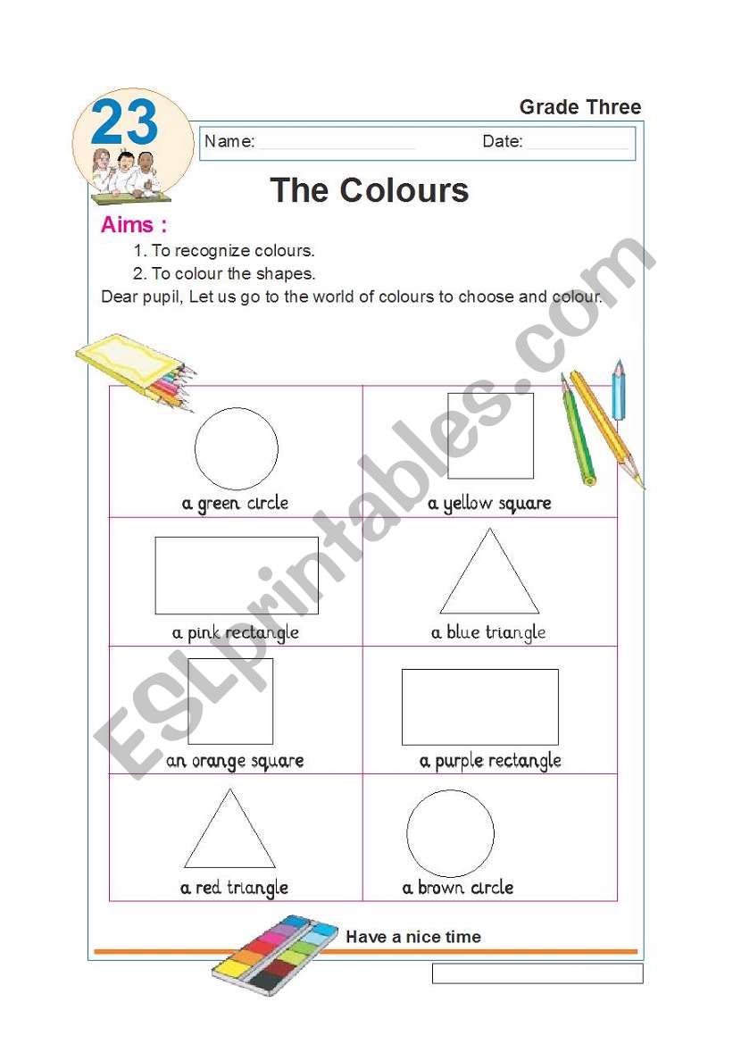 colours and shapes worksheet