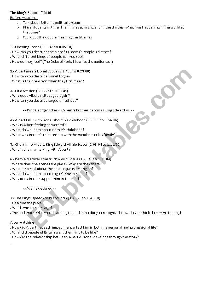 The KingÂ´s Speech (Working with movie extracts)