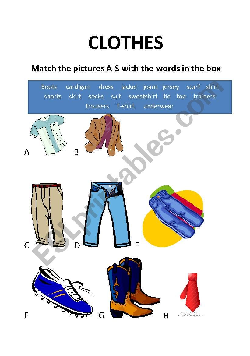 Clothes worksheet