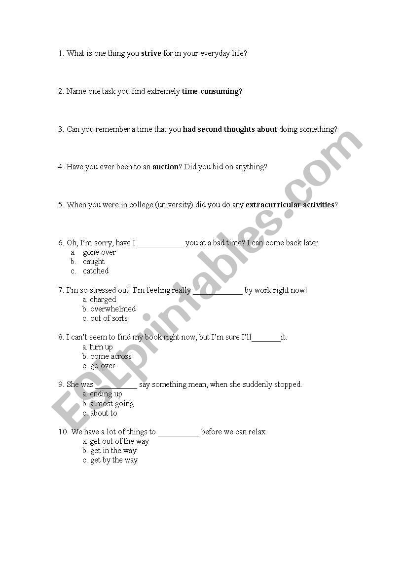 TOEFL Vocabulary 2 worksheet