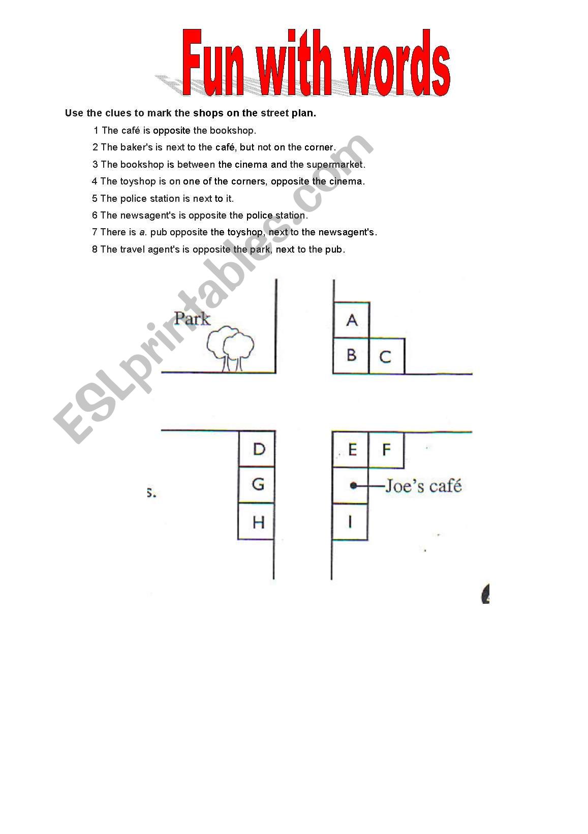 a game with directions worksheet