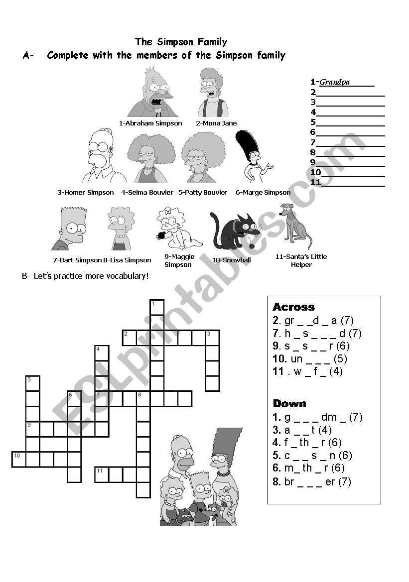 Members of the Family worksheet