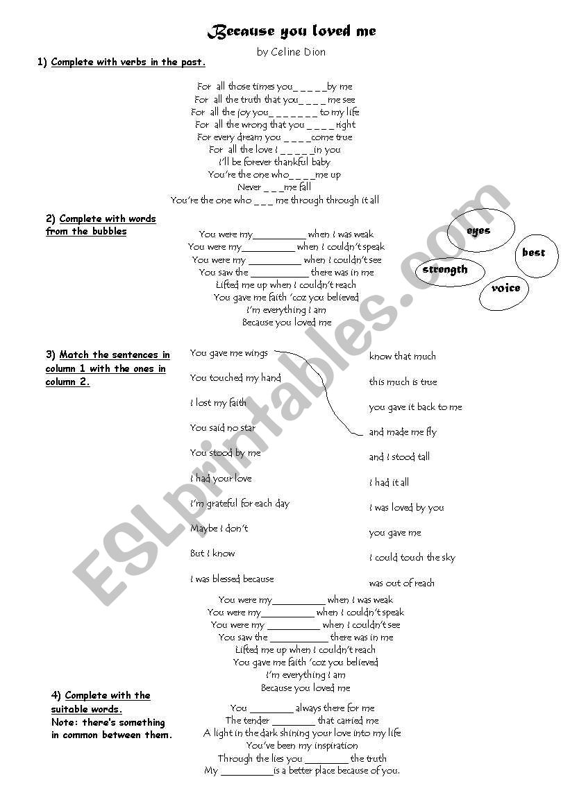 Simple past-song worksheet