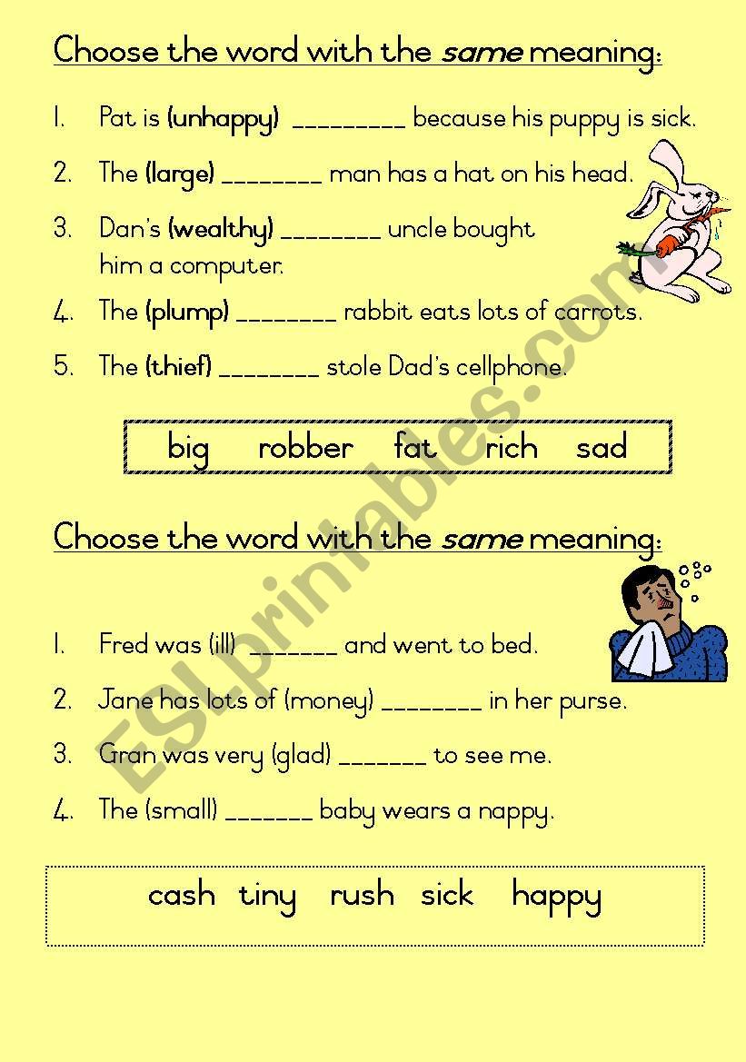 Synonyms - Set of 16 work cards
