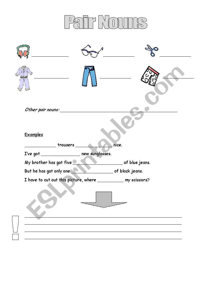 Pair nouns worksheet