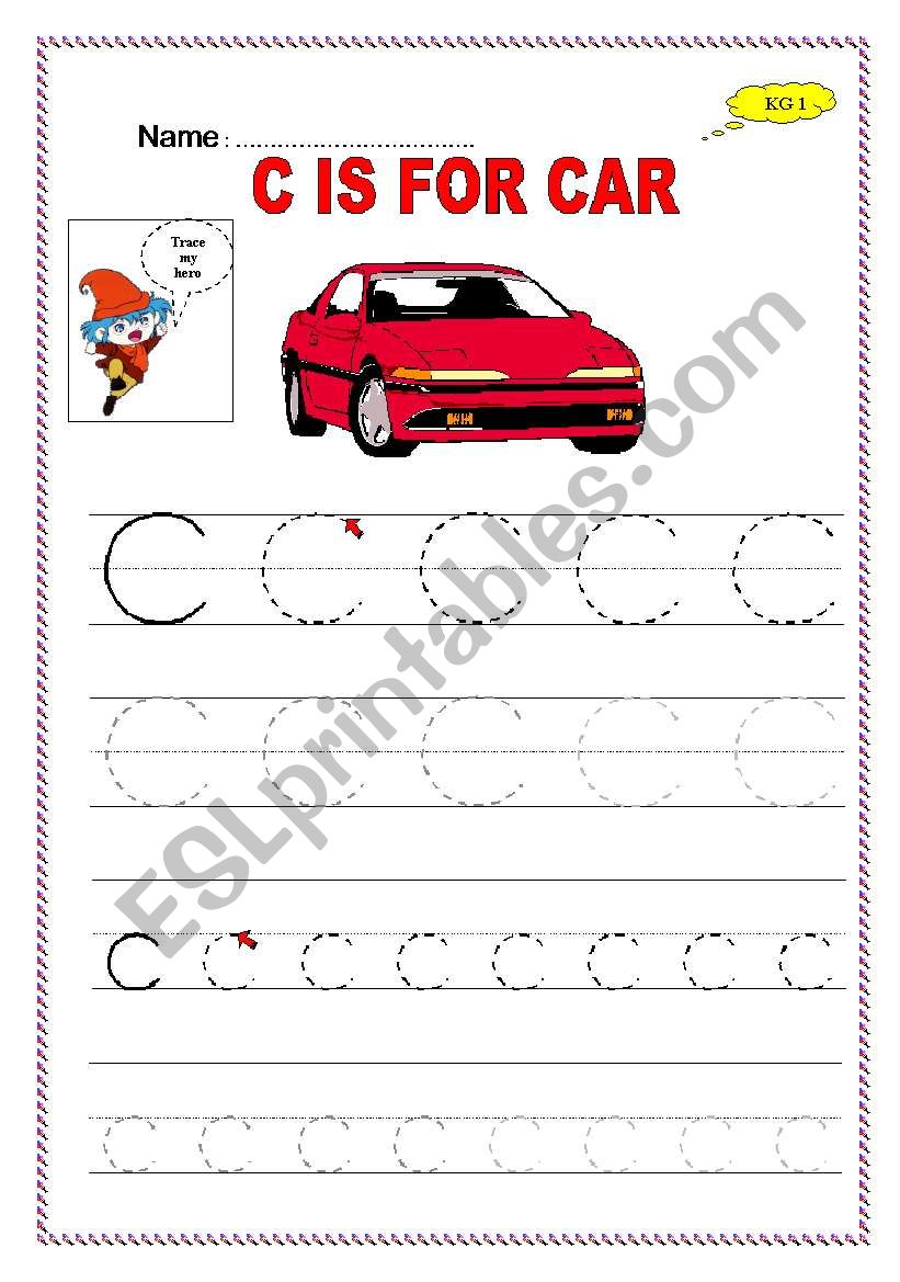 trace letter c worksheet