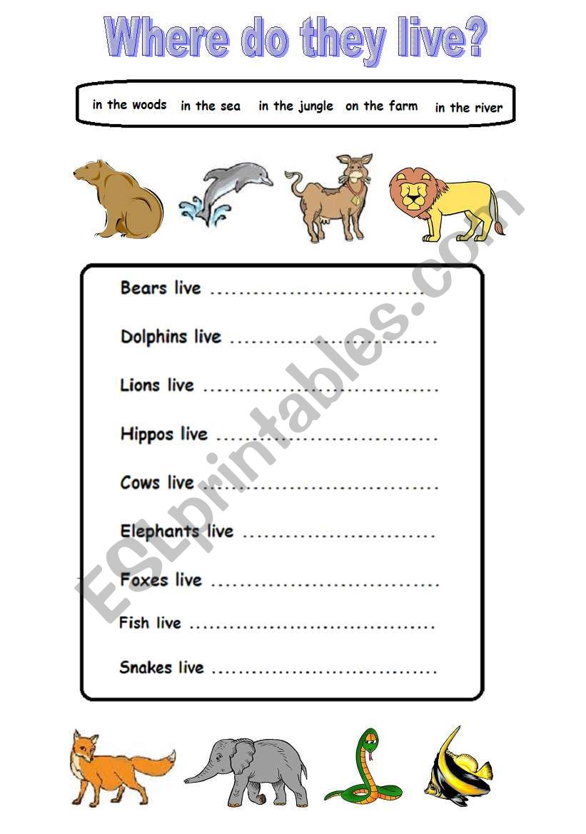 WHERE DO THEY LIVE? worksheet