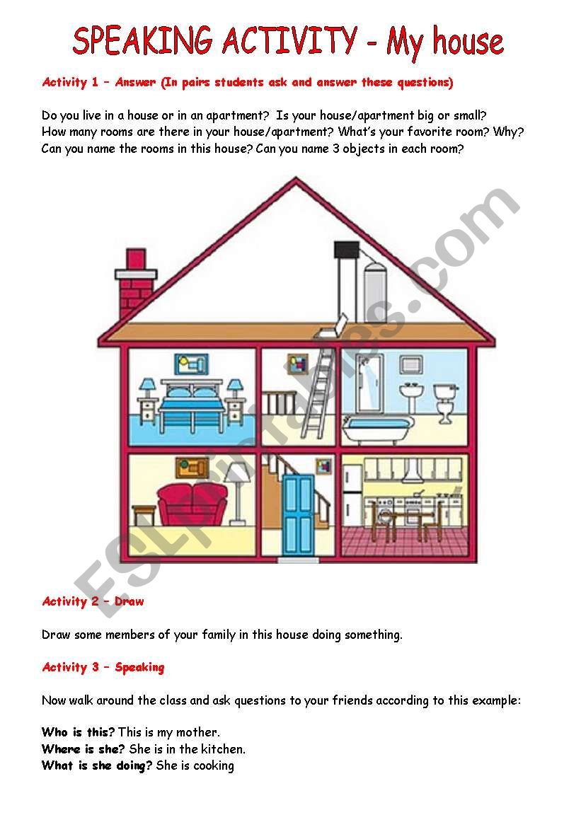 SPEAKING ACTIVITY - My house worksheet