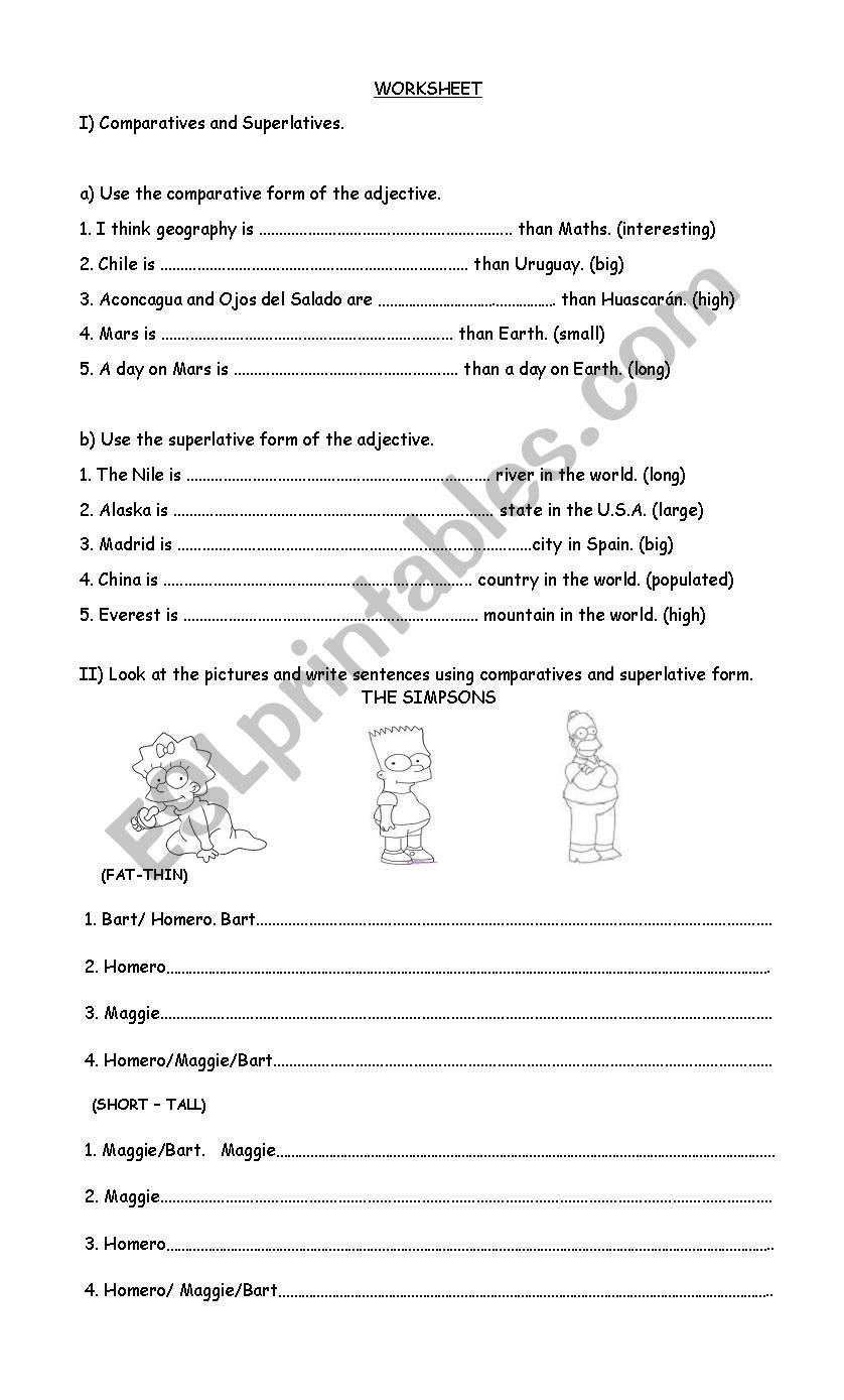 Comparative and Superlative exercises