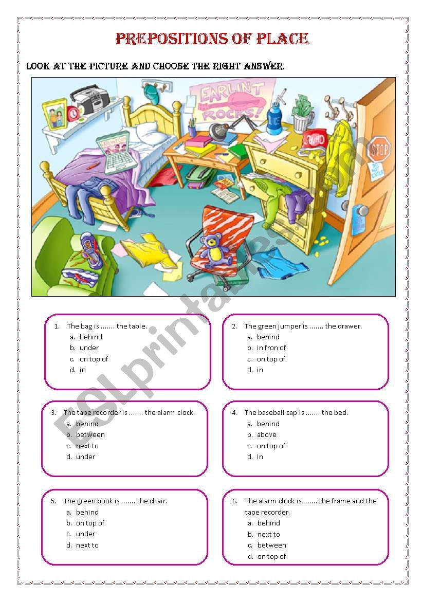 Prepositions of place worksheet