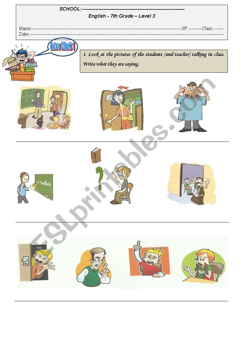 Classroom Language worksheet