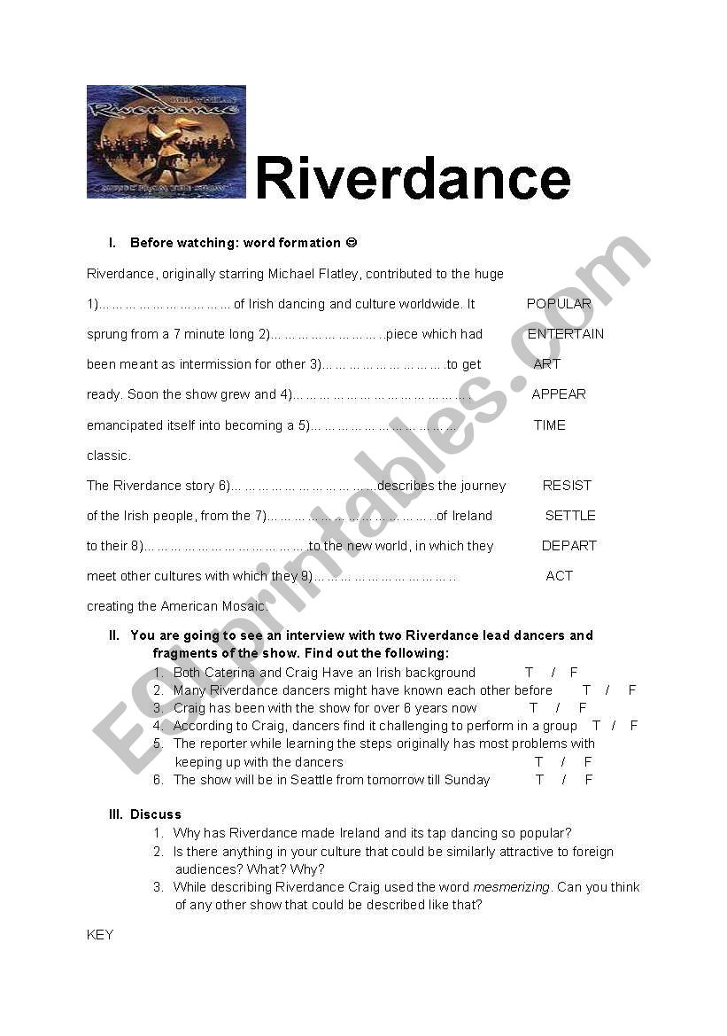 Riverdance film worksheet worksheet