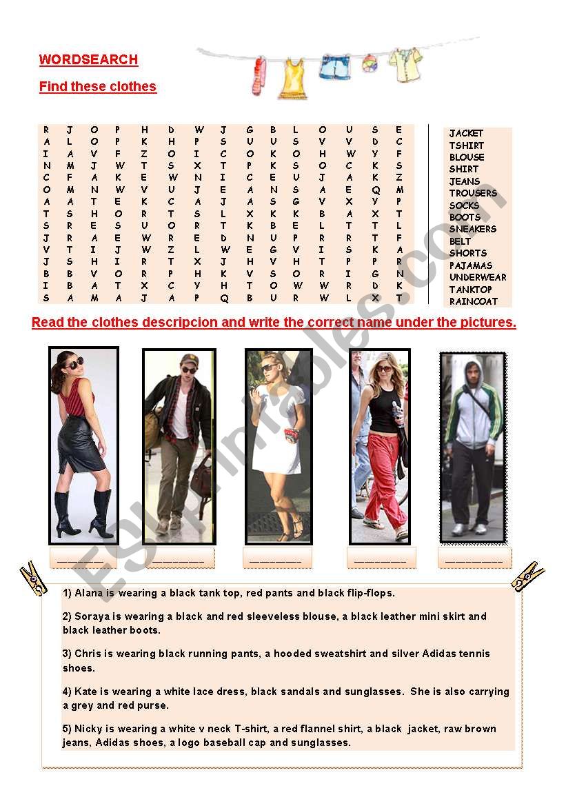 Clothes worksheet