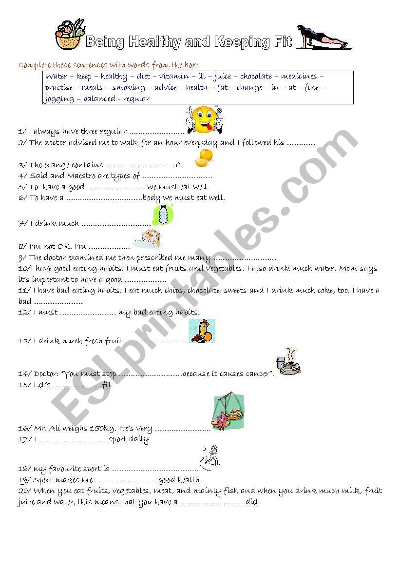 health talk and keeping fit worksheet