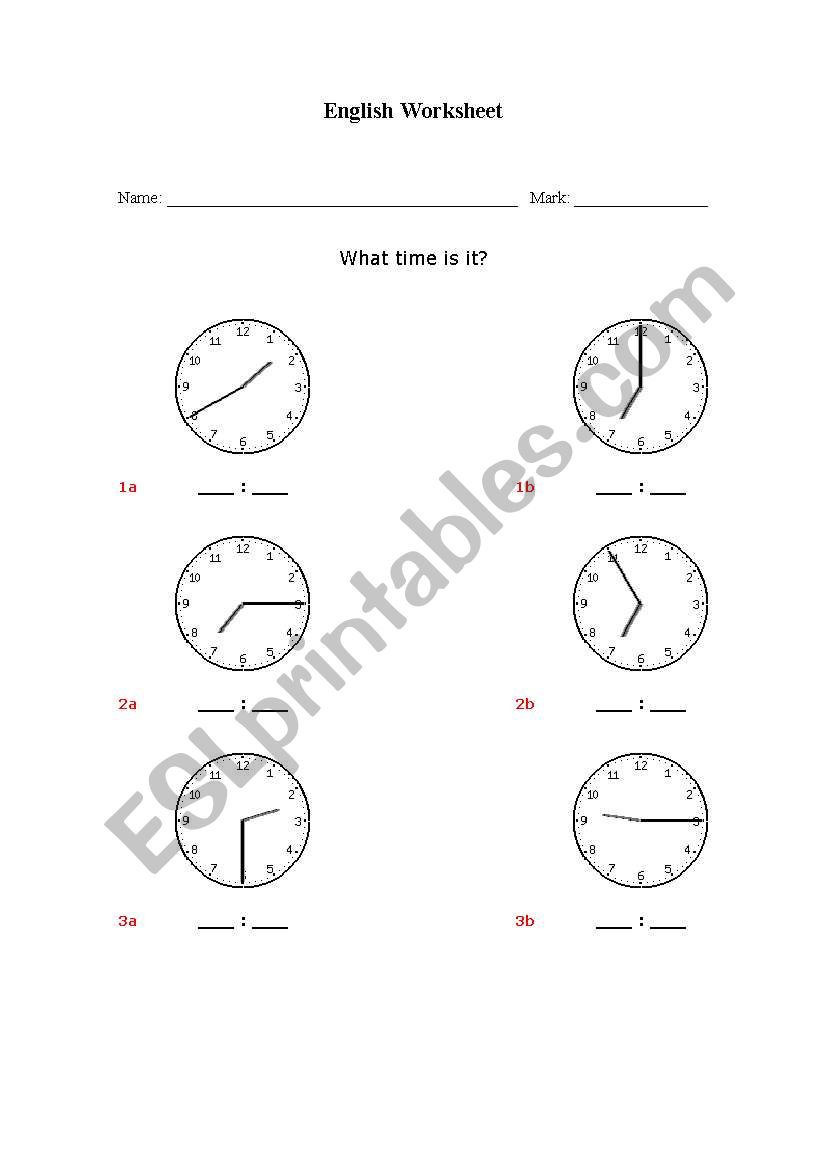 The time worksheet