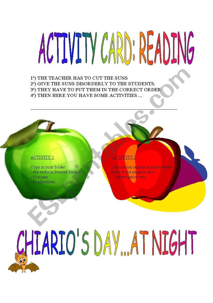 Chiarios day... At night worksheet