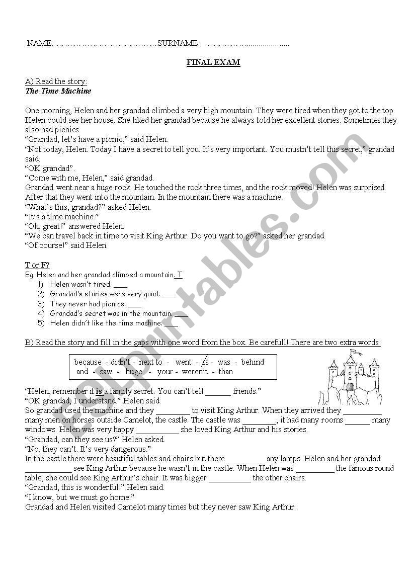 final exam worksheet