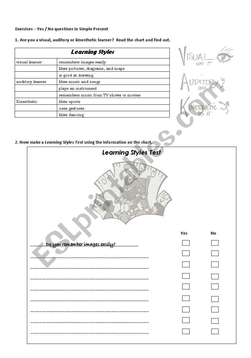 Learning Styles - Simple Present Yes/No questions exercise