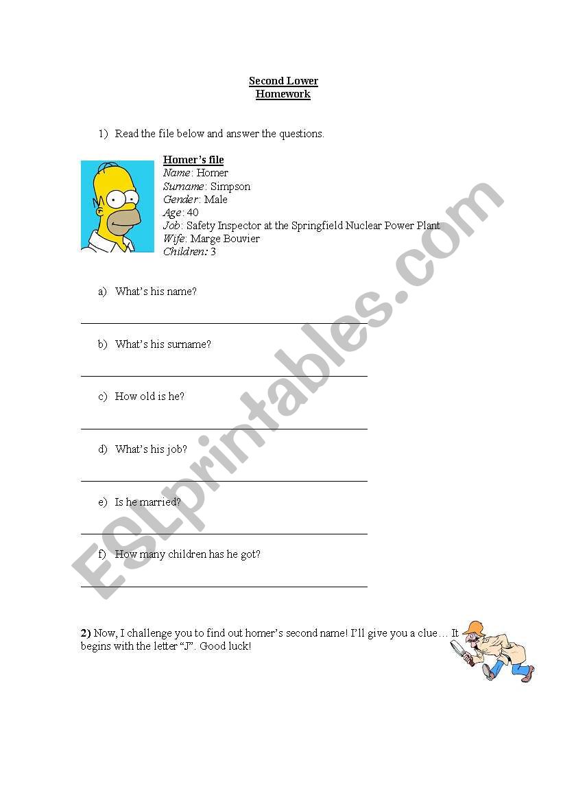 Homers file  worksheet