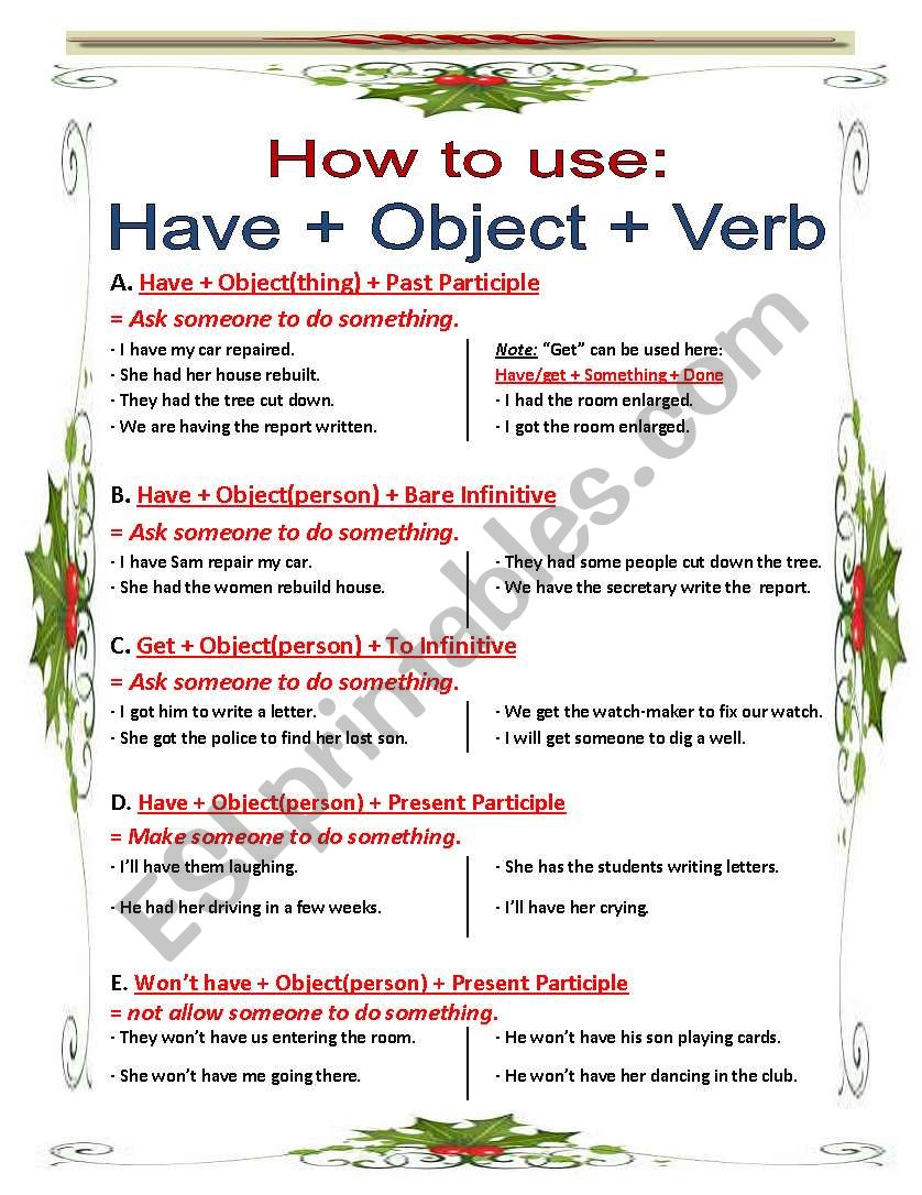 How to use: Have + Object + Verb