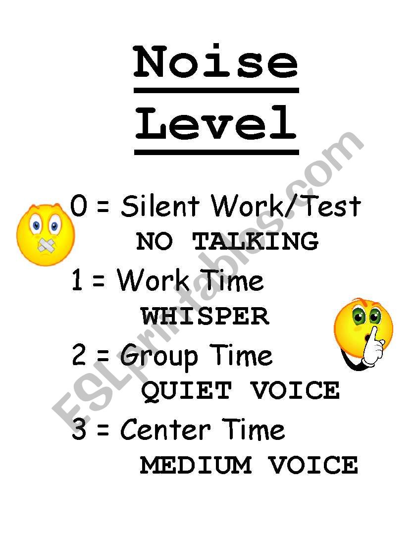 Noise Level Chart worksheet