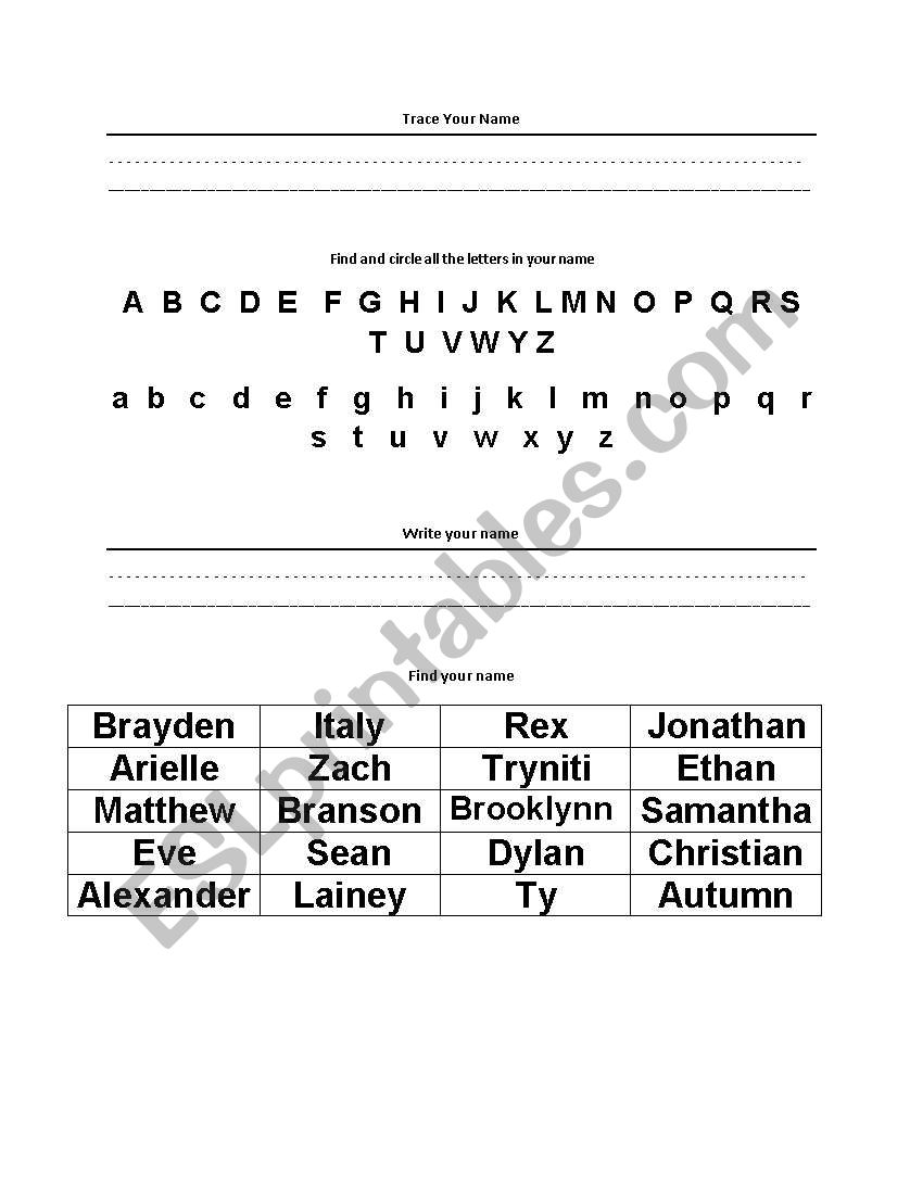 Name Recognition worksheet